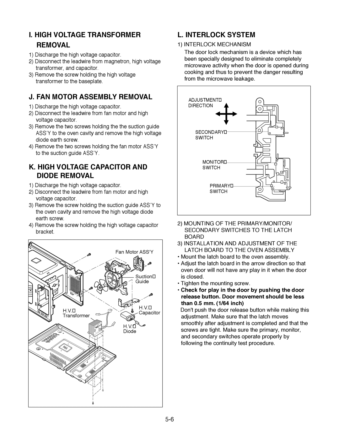 Goldstar MA-2005ST High Voltage Transformer Removal, FAN Motor Assembly Removal, High Voltage Capacitor and Diode Removal 