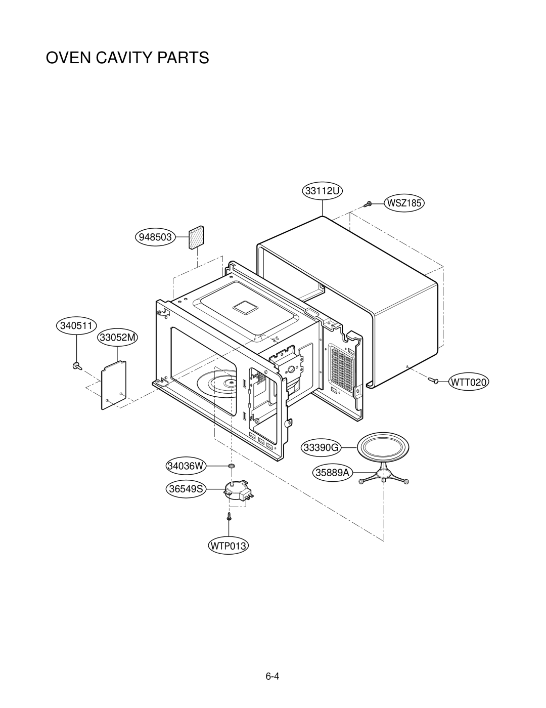 Goldstar MA-2005ST service manual Oven Cavity Parts 