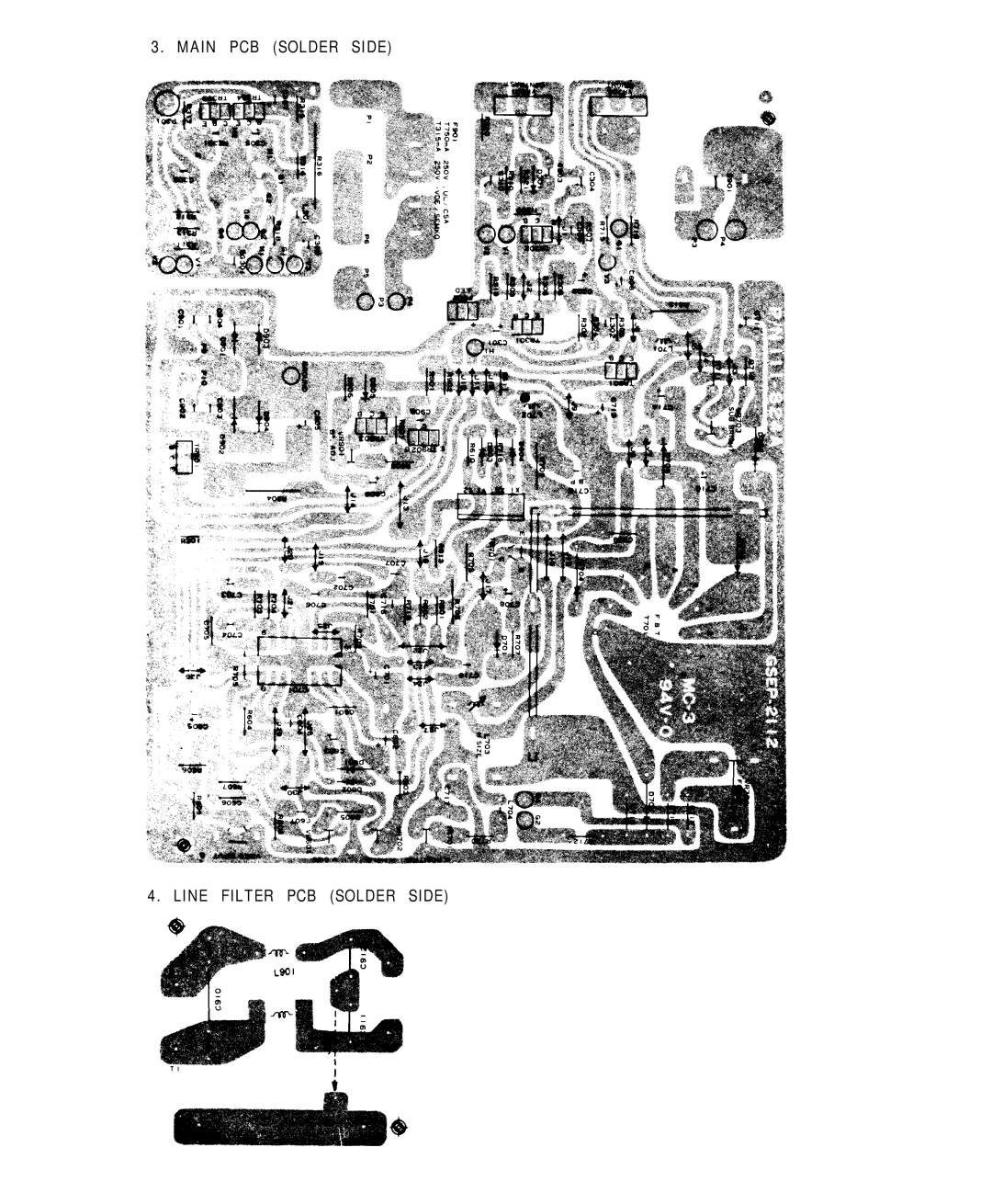 Goldstar MBM-2105GIA service manual Main PCB Solder Side Line Filter PCB Solder Side 