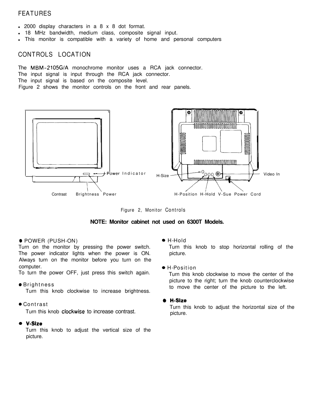 Goldstar MBM-2105GIA service manual Features, Power PUSH-ON 