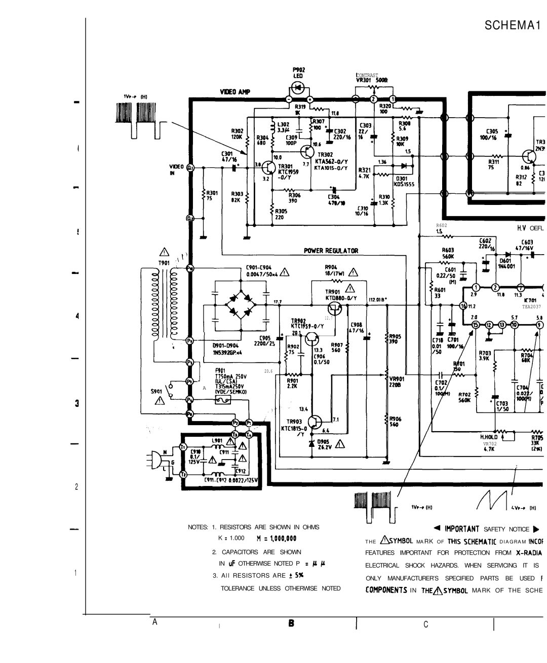 Goldstar MBM-2105GIA service manual Aibic, Oefl, Capacitors are Shown, Tolerance Unless Otherwise Noted 