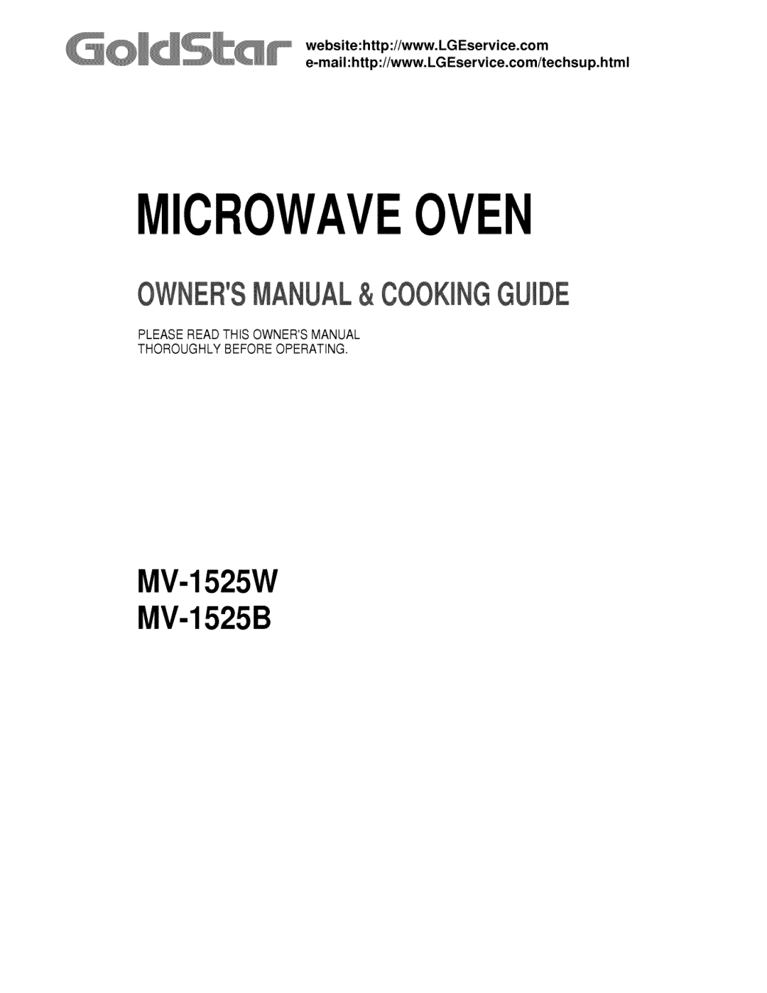 Goldstar MV-1525B, MV-1525W owner manual IlC Oven 