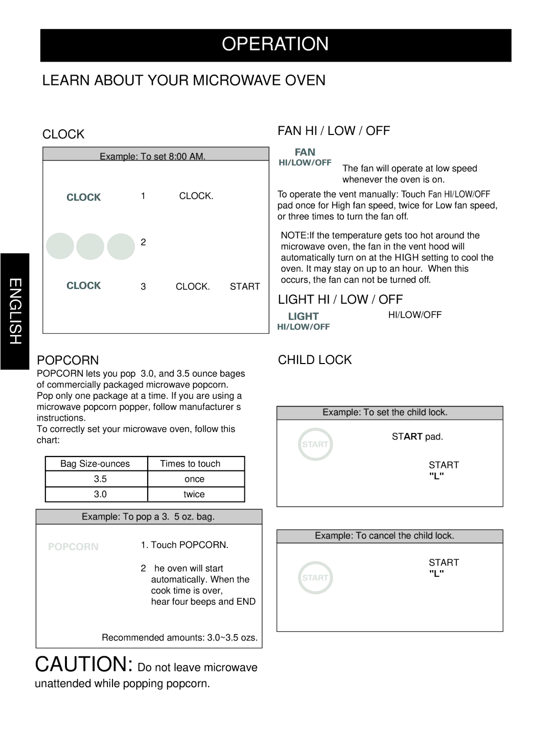 Goldstar MVH1615WW owner manual Operation, Learn about Your Microwave Oven 