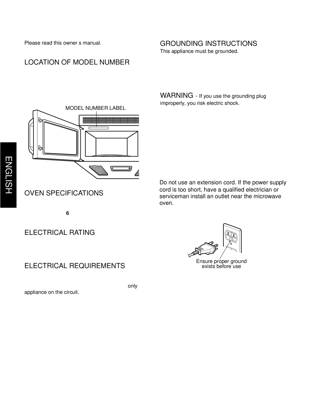 Goldstar MVH1615WW owner manual Information 