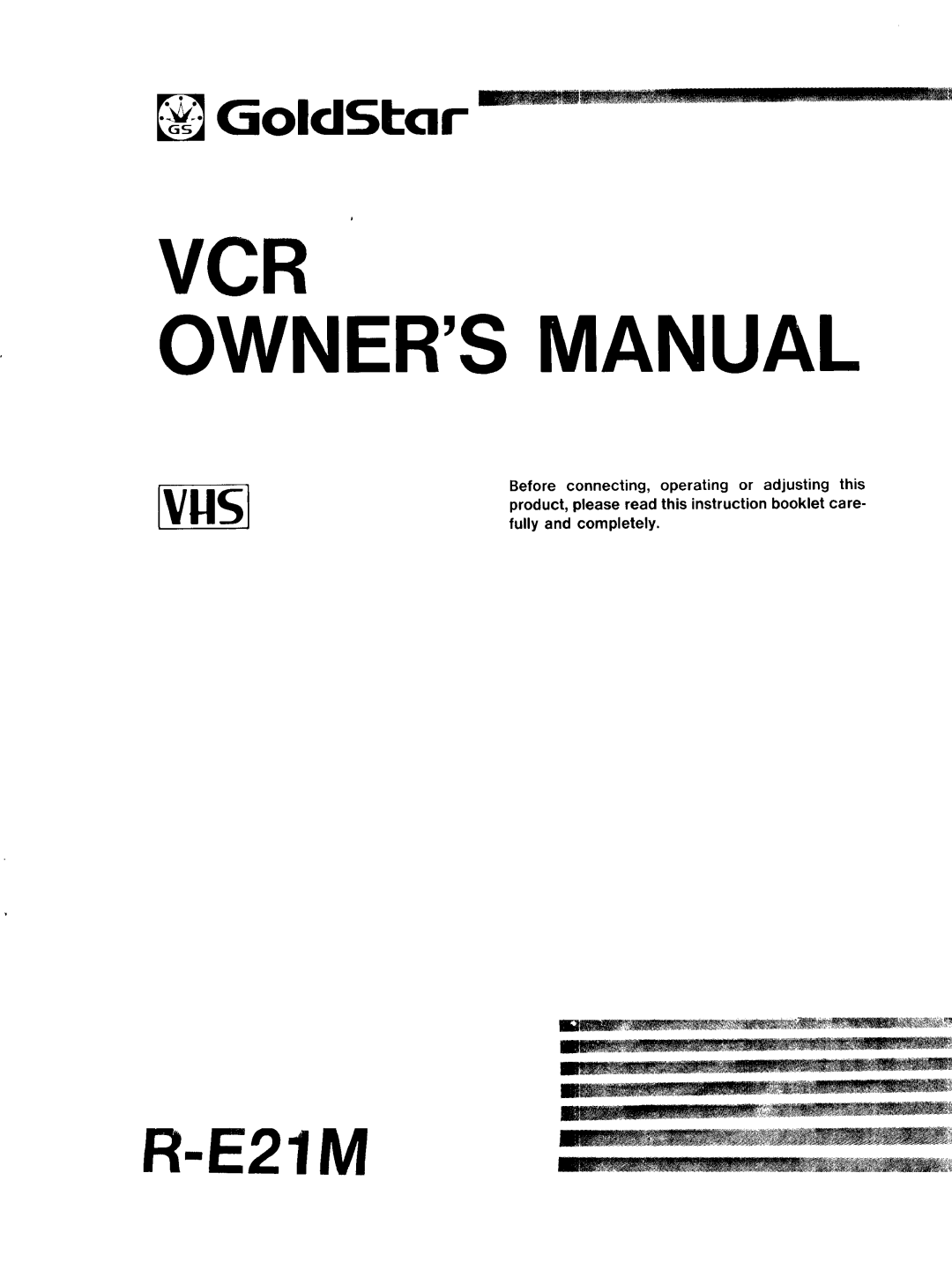 Goldstar R-E21M owner manual Vcr 