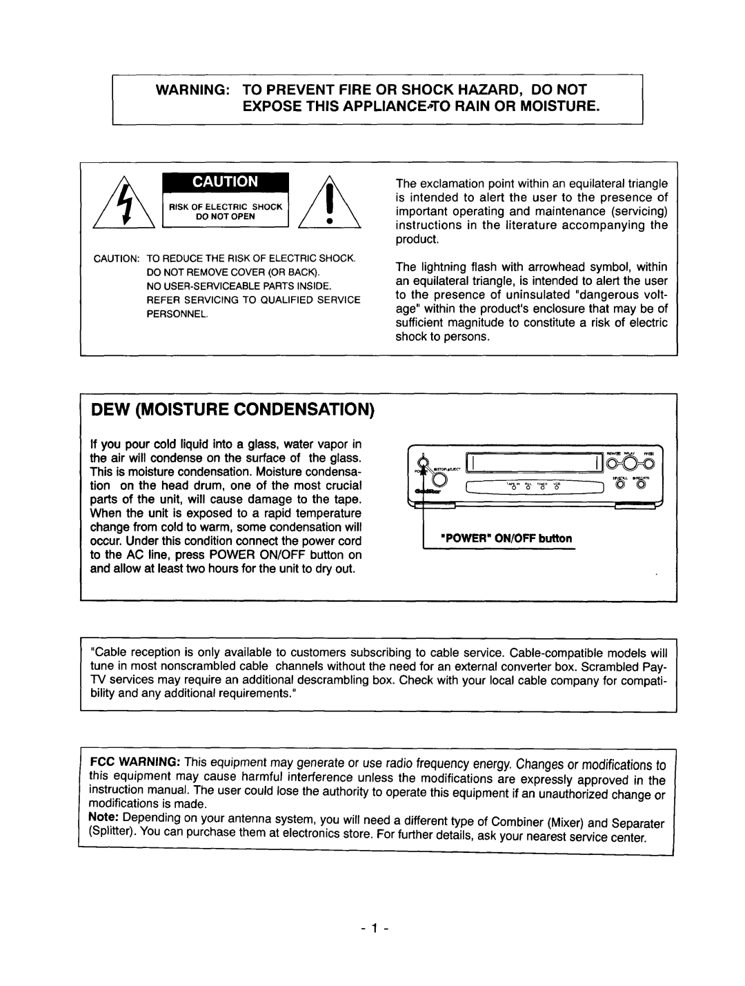 Goldstar R-E21M owner manual DEW Moisture Condensation 