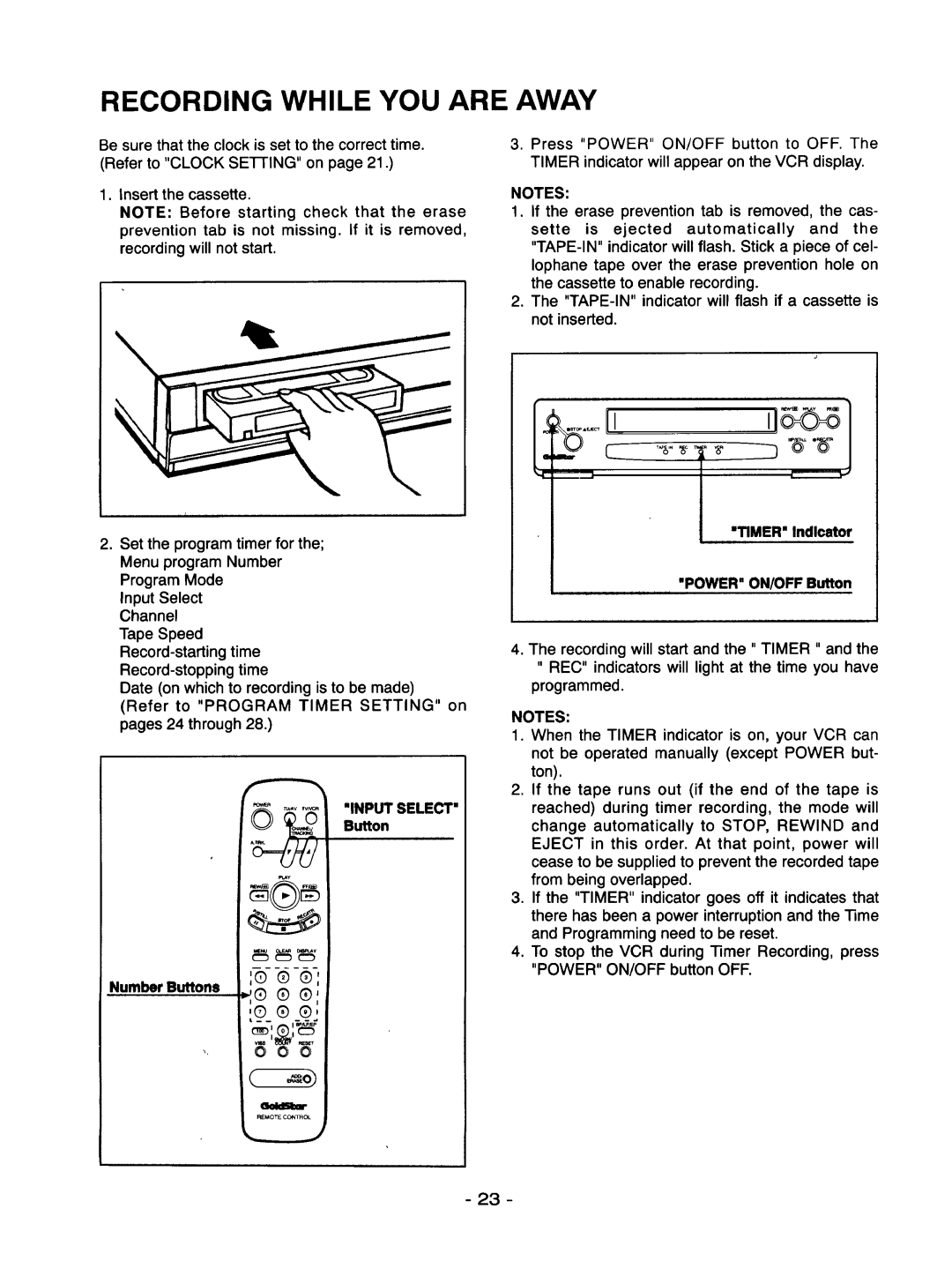 Goldstar R-E21M owner manual Recording While YOU are Away, Qqq 