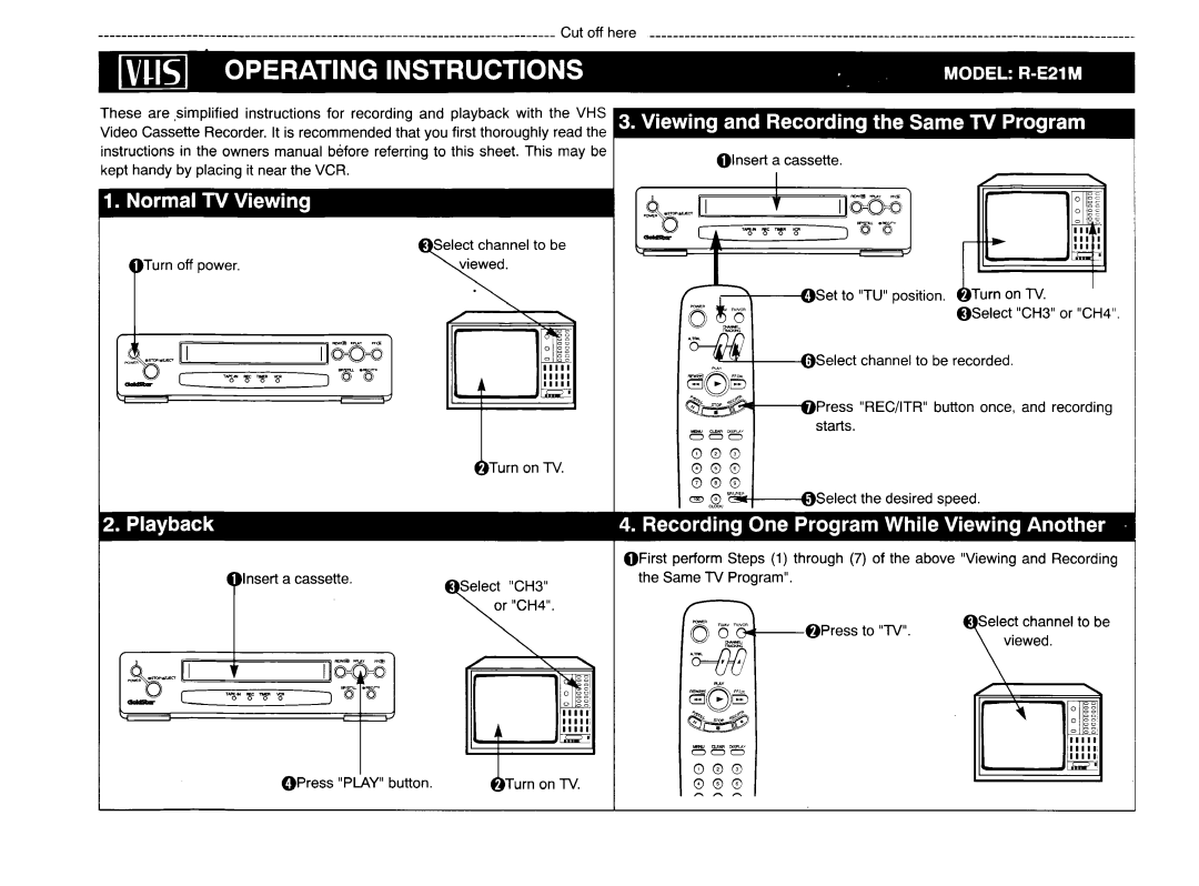 Goldstar R-E21M owner manual IPress to TV 