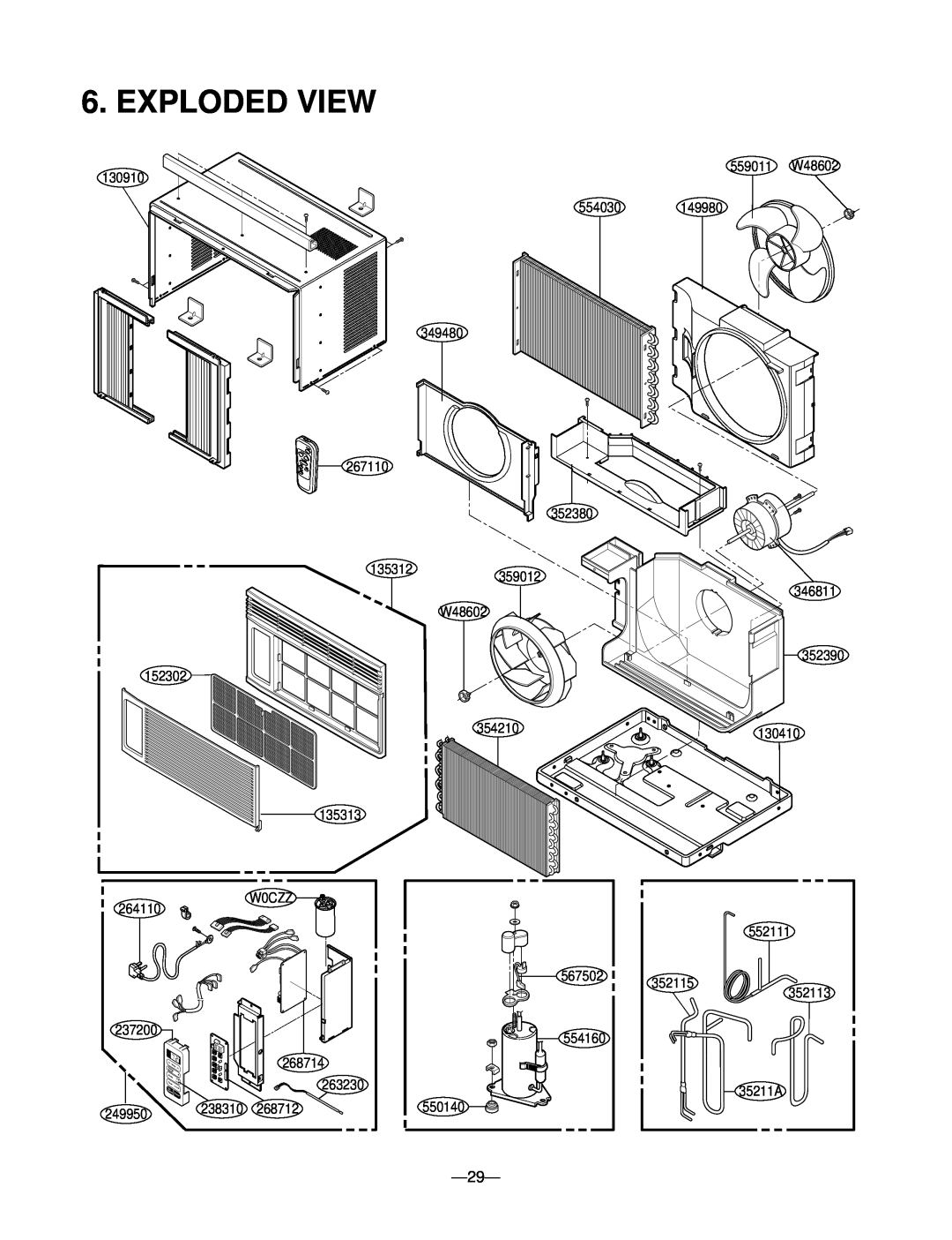Goldstar M6003R, WM-6011, M5403R, M5203L, M5203R, LWC061JGMK1, LWJ0611PCG service manual Exploded View 