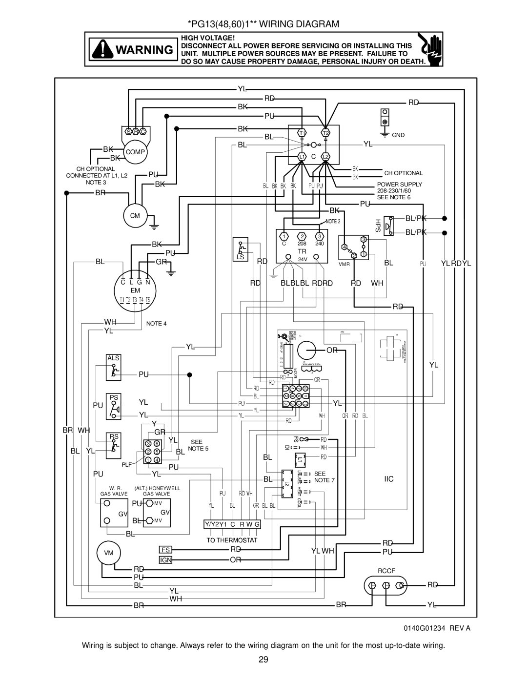 Goodman Mfg A/GPG13 M operating instructions Yl Rd, Bl Bl Bl 