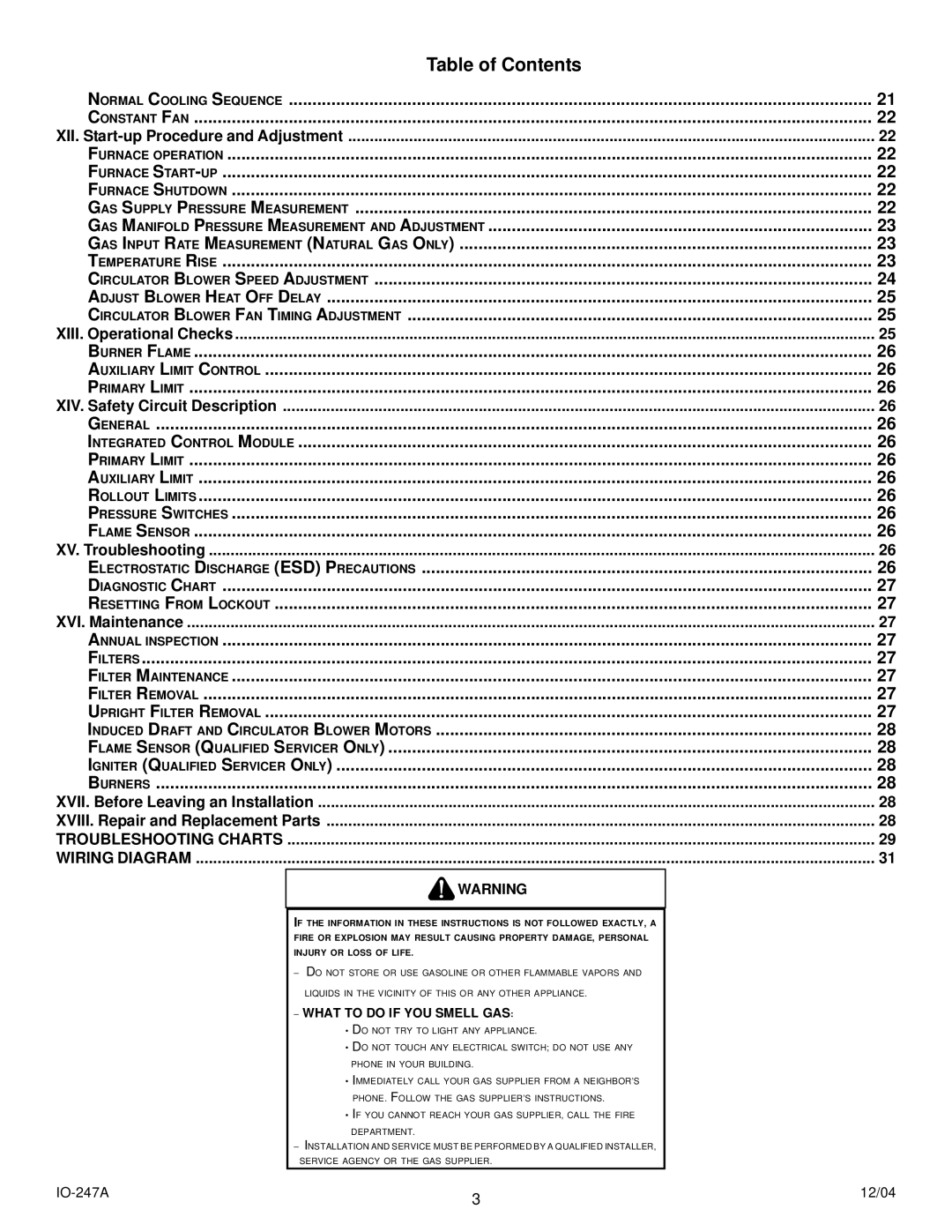 Goodman Mfg AMV8 XII. Start-up Procedure and Adjustment, XIII. Operational Checks, XIV. Safety Circuit Description 