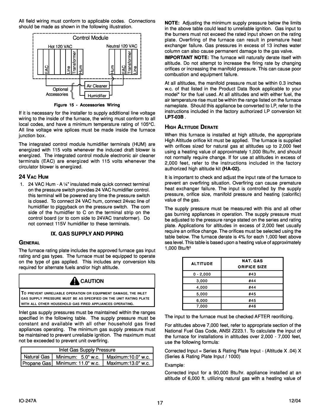 Goodman Mfg AMV8 instruction manual Control Module, Ix. Gas Supply And Piping 