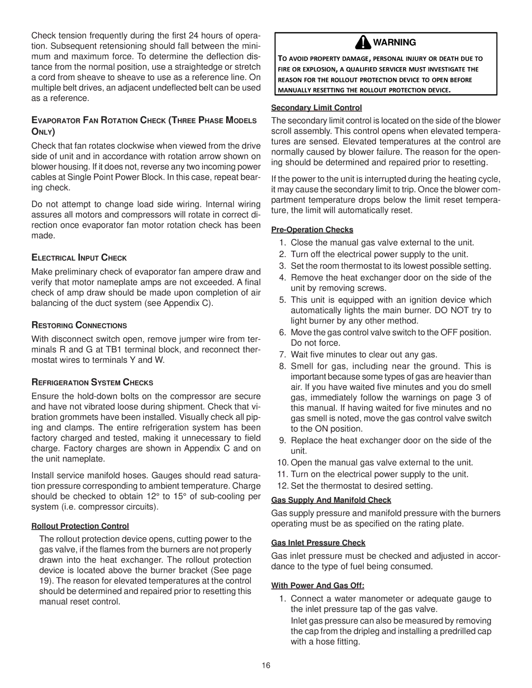 Goodman Mfg ANSI Z21.47CSA-2.3 installation instructions Rollout Protection Control 