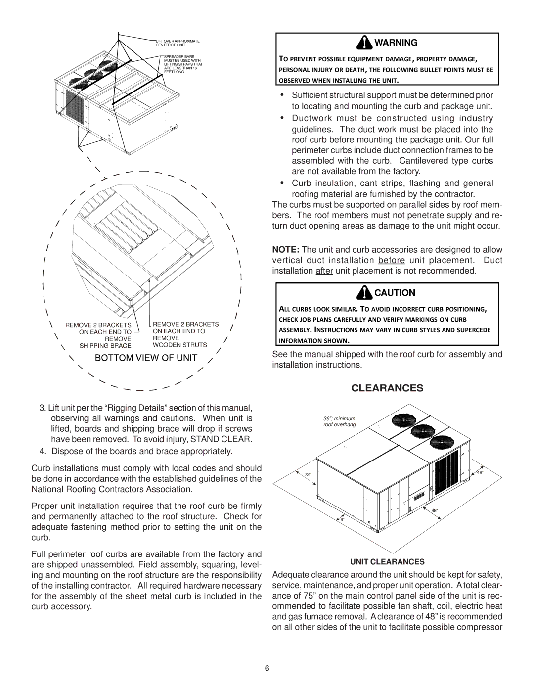 Goodman Mfg ANSI Z21.47CSA-2.3 installation instructions Unit Clearances 