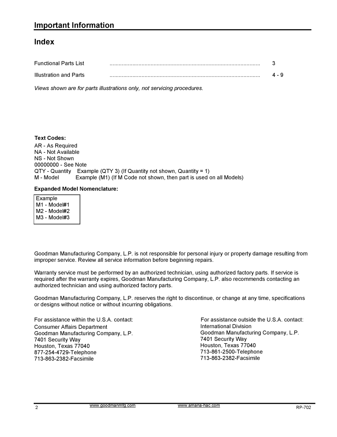 Goodman Mfg ARUF24B14AA, ARUF60D14AA, ARUF30B14AA manual Text Codes, Expanded Model Nomenclature, International Division 