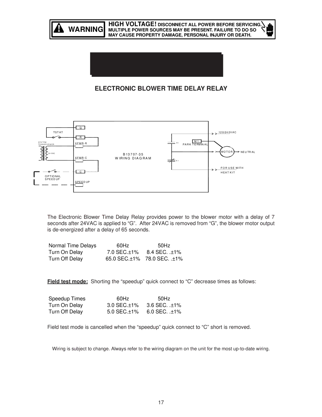 Goodman Mfg ASPF, ATUF, ARUF, ADPF installation manual Electronic Blower Time Delay Relay 