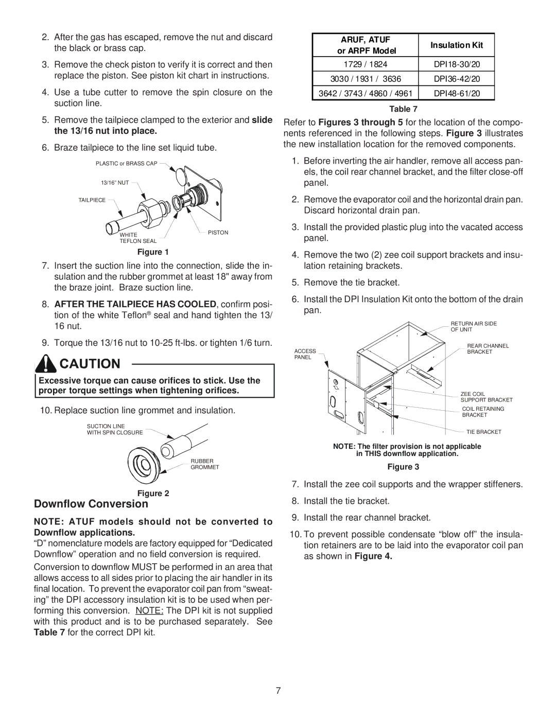 Goodman Mfg ADPF, ATUF, ASPF, ARUF installation manual Downflow Conversion, After the Tailpiece has COOLED, confirm posi 