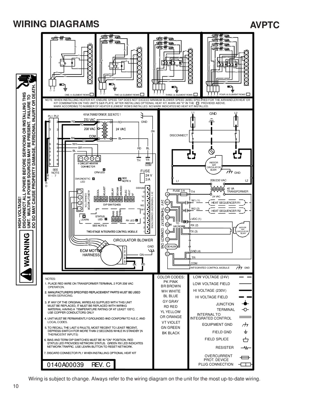 Goodman Mfg AVPTC183014, AVPTC313714 service manual Wiring Diagrams, Avptc 