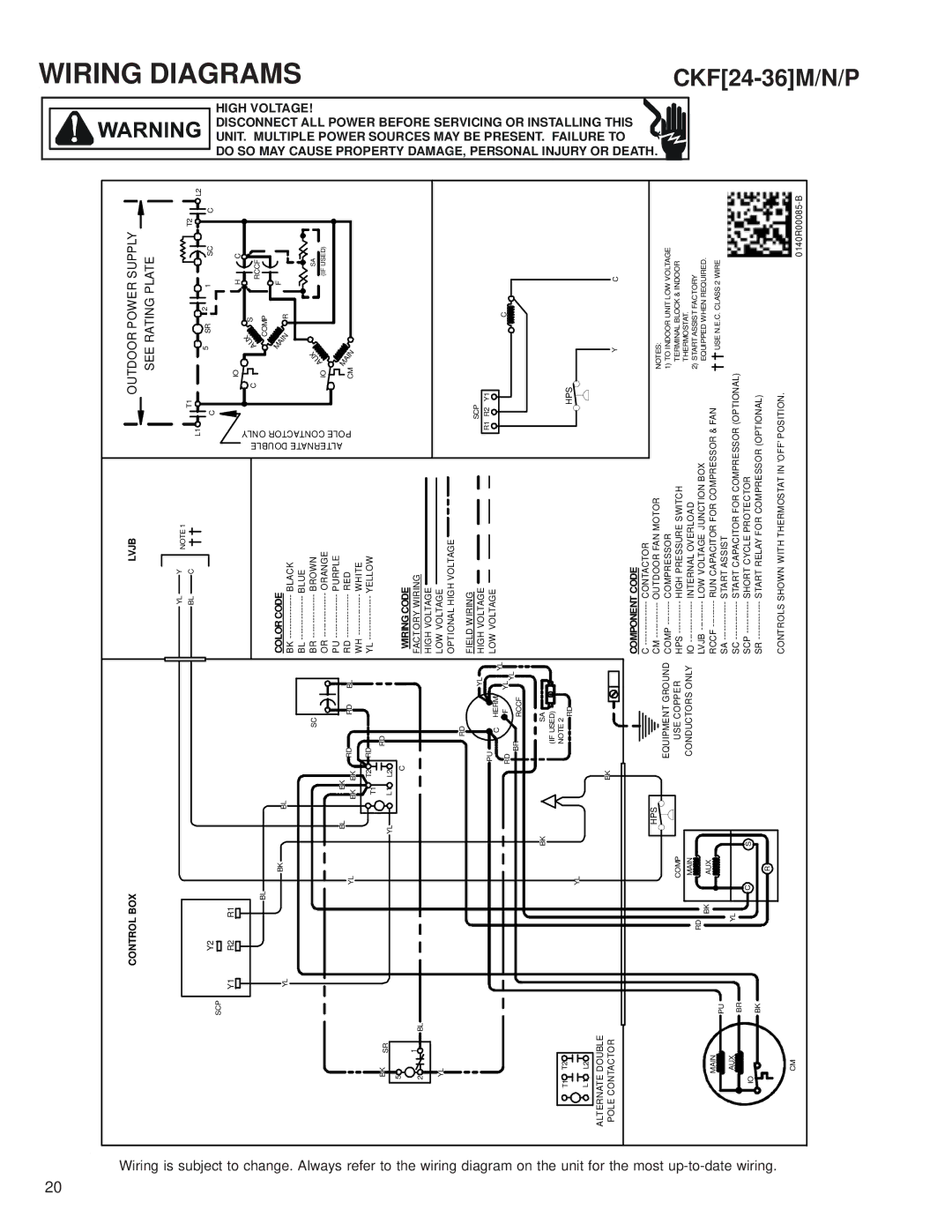 Goodman Mfg Condensing Units, CKF50Hz service manual Wiring, Diagrams 