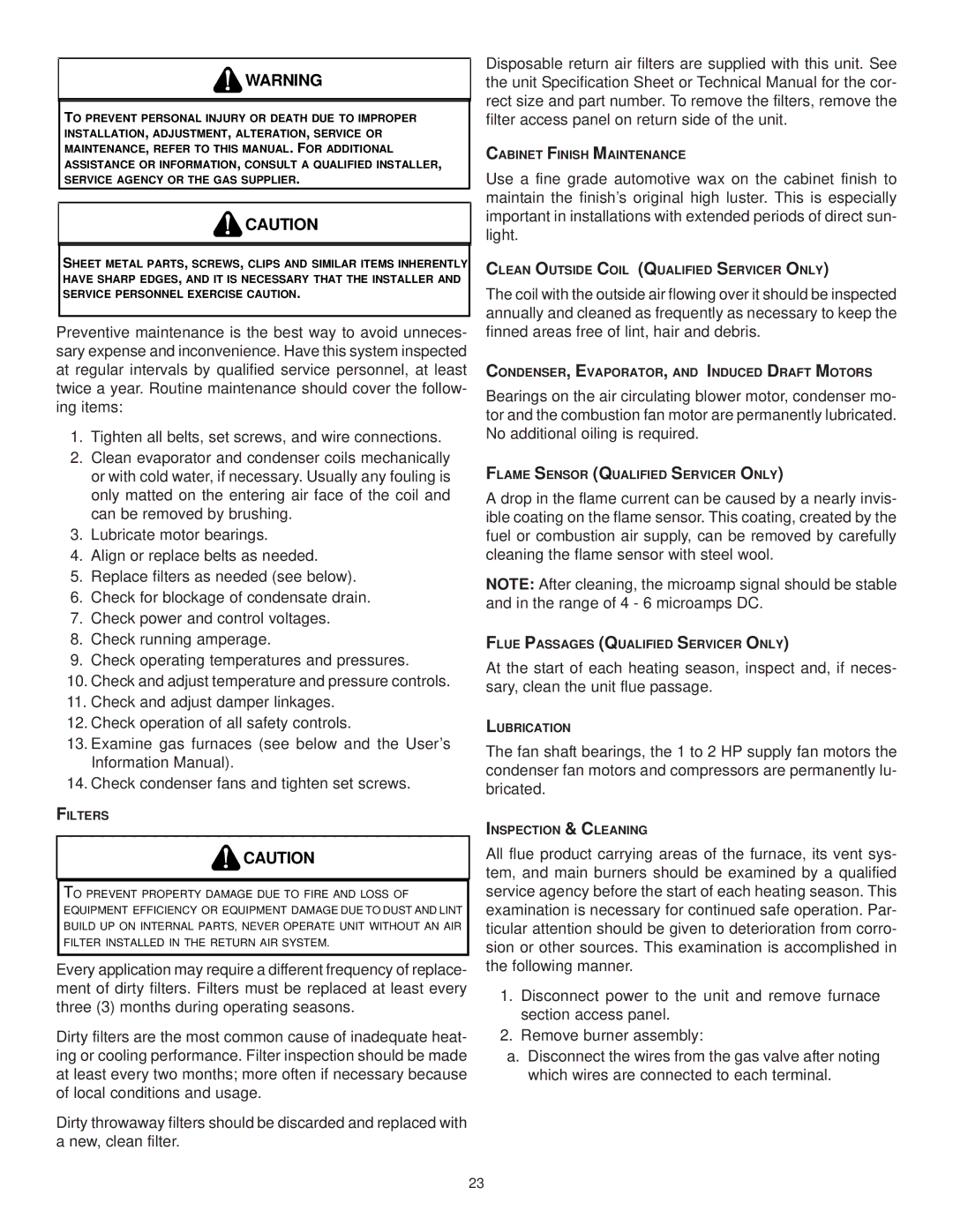 Goodman Mfg CPG SERIES installation manual Cabinet Finish Maintenance 