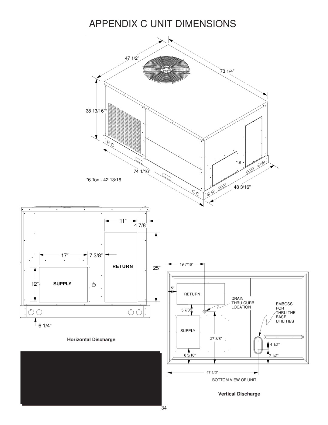 Goodman Mfg CPG SERIES installation manual Appendix C Unit Dimensions 