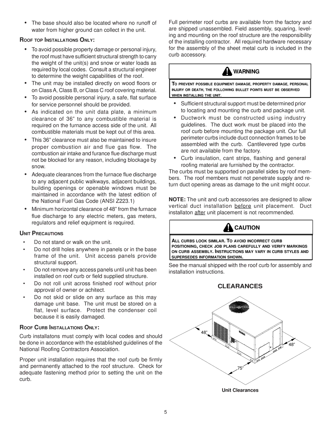 Goodman Mfg CPG SERIES installation manual Clearances 