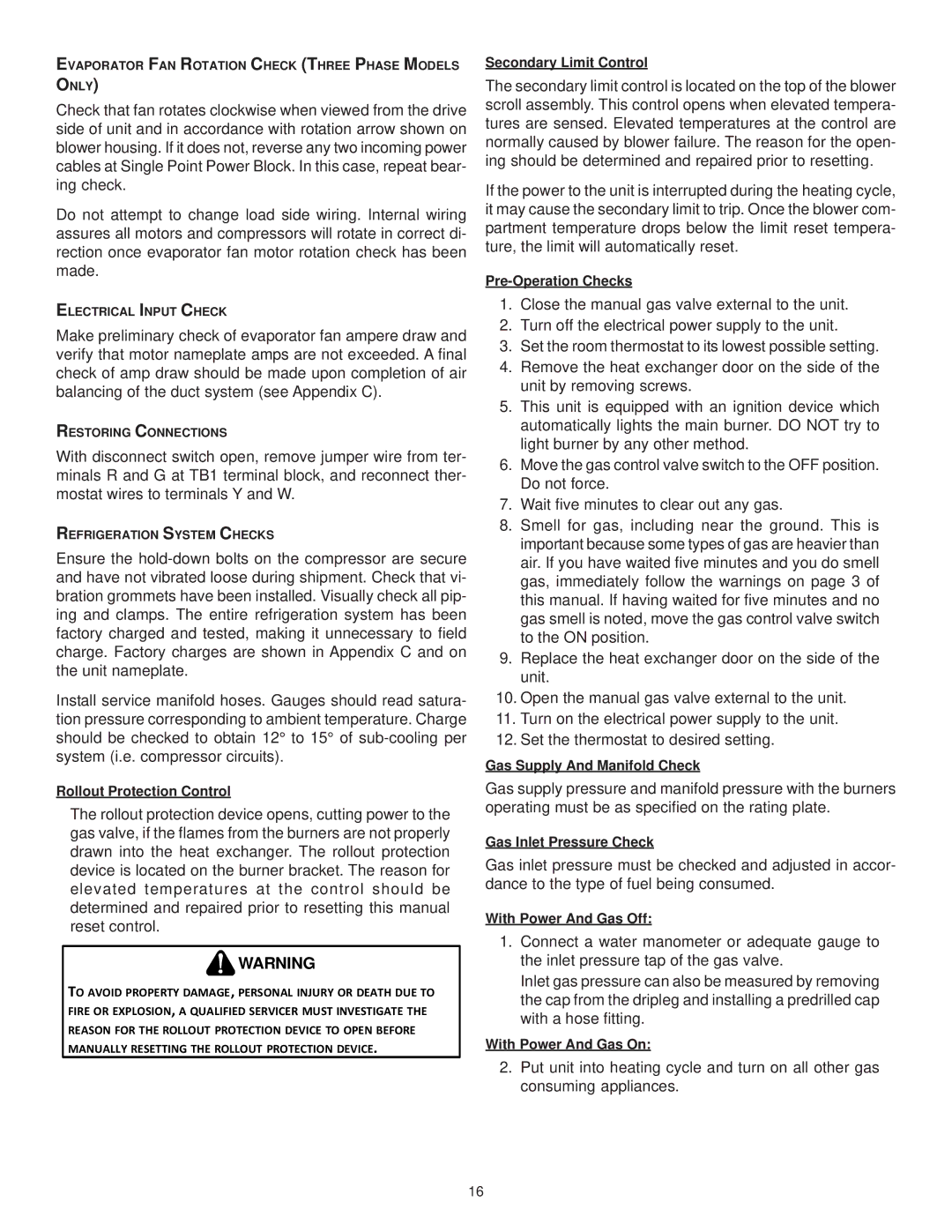 Goodman Mfg CPG SERIES installation instructions Rollout Protection Control 