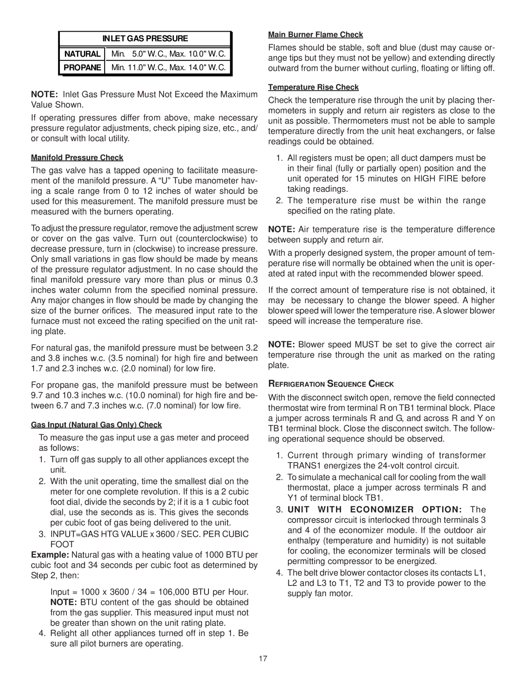 Goodman Mfg CPG SERIES installation instructions Manifold Pressure Check 