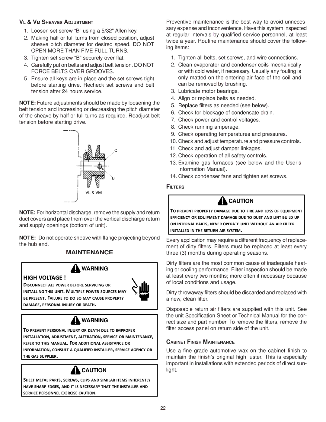 Goodman Mfg CPG SERIES installation instructions Maintenance 