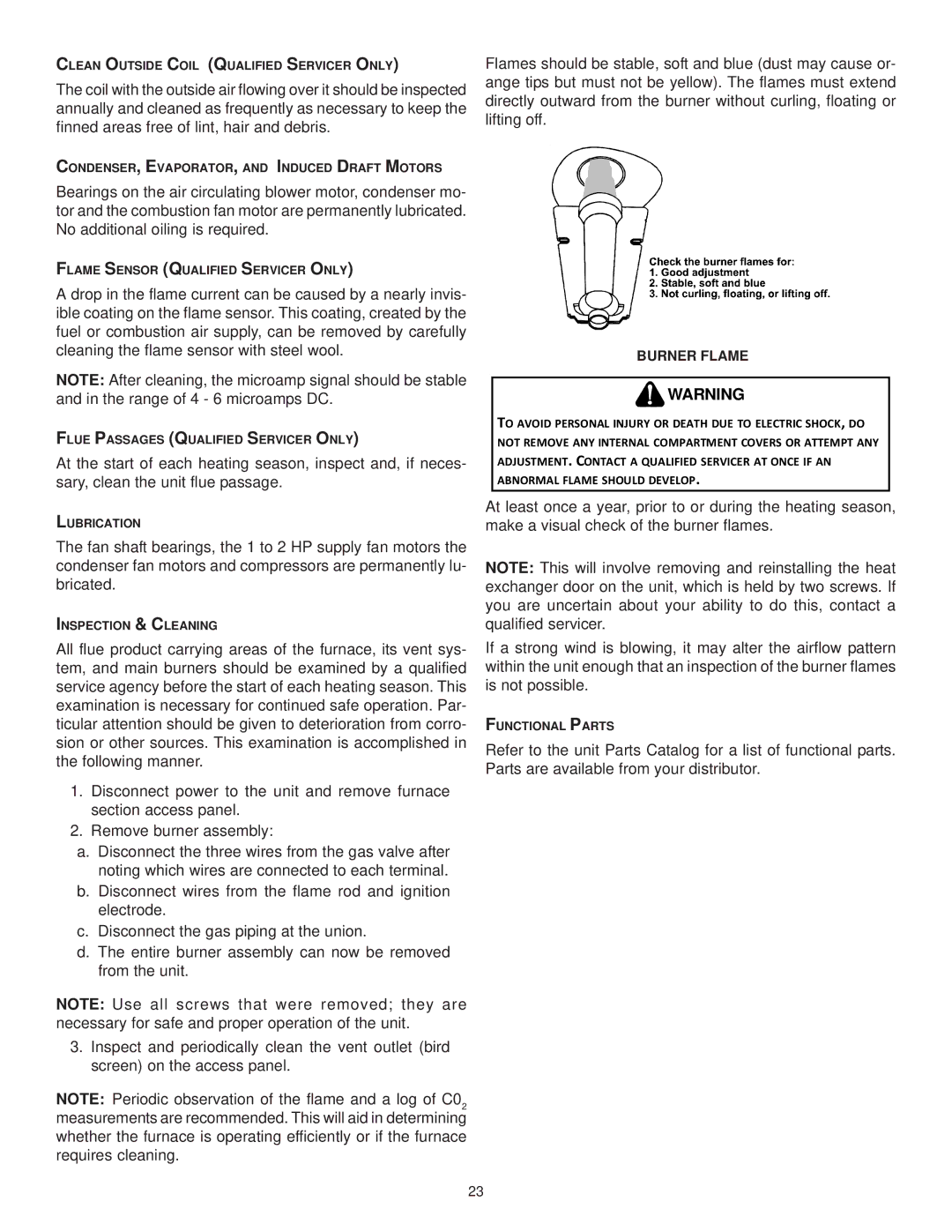 Goodman Mfg CPG SERIES installation instructions Burner Flame 