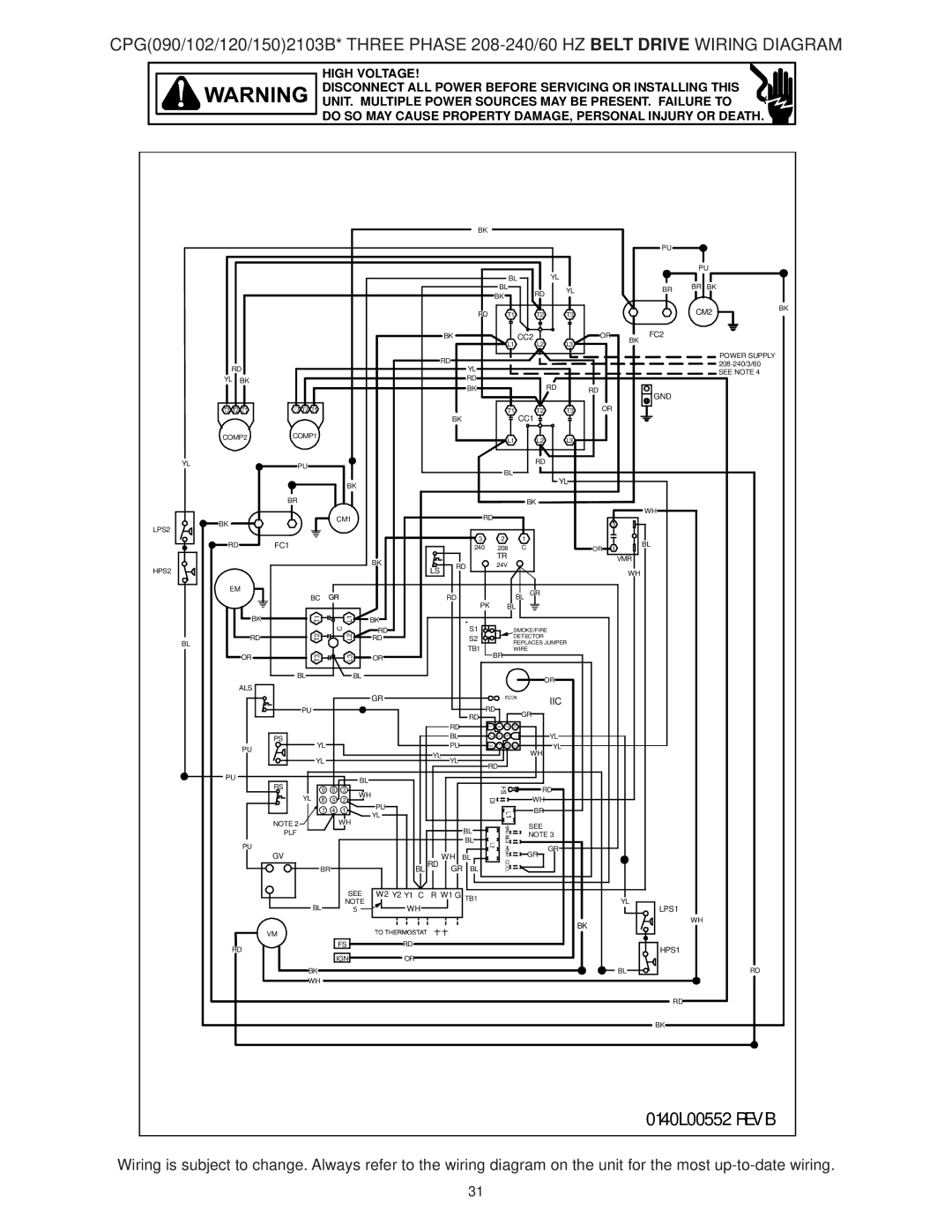 Goodman Mfg CPG SERIES installation instructions 0140L00552 REV B 