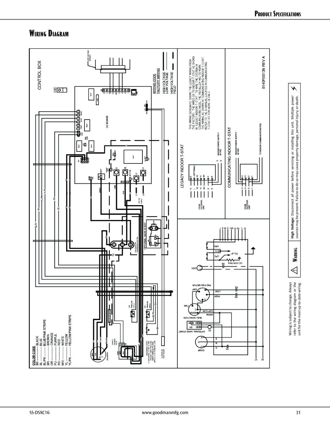 Goodman Mfg DSXC16 dimensions Wiring Diagram 