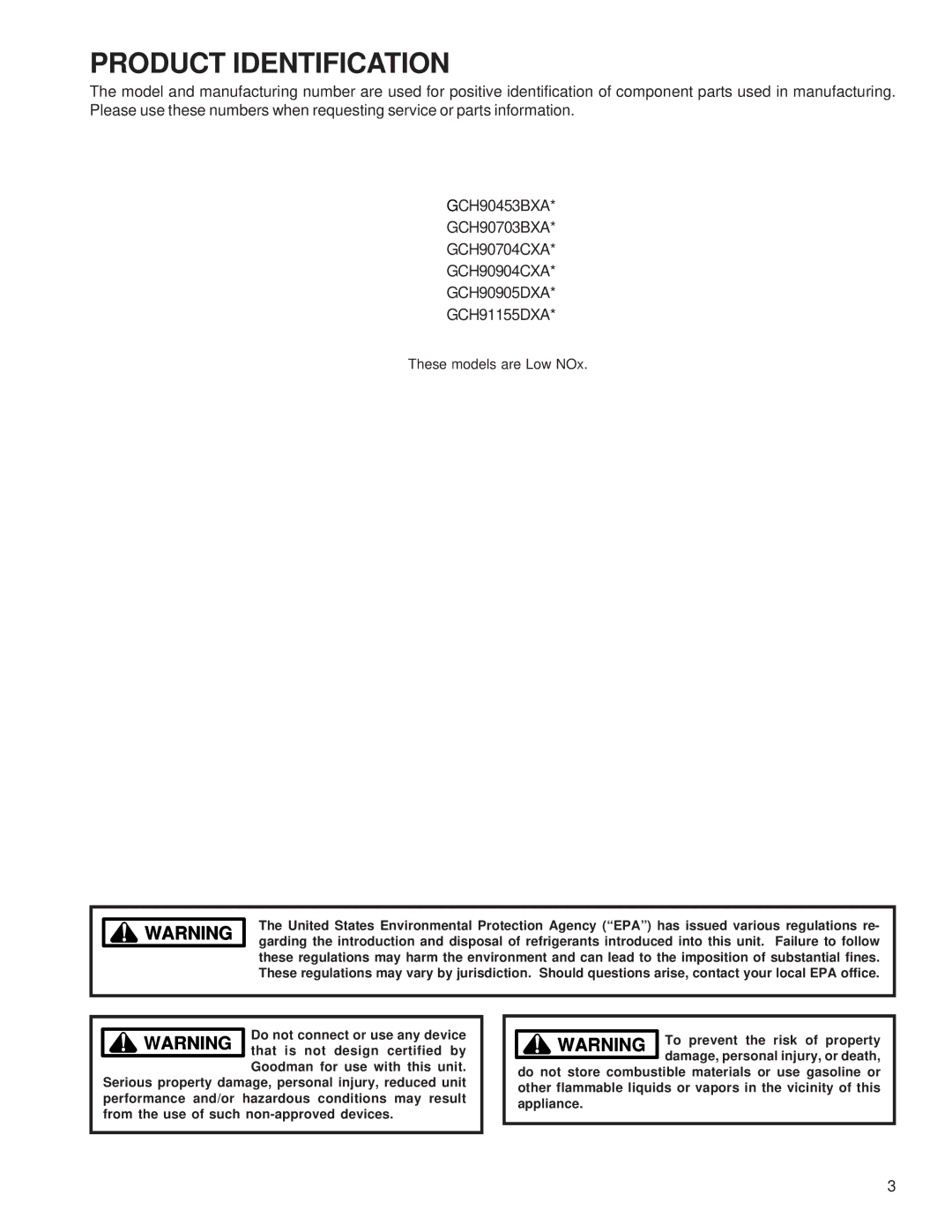 Goodman Mfg GCH9 service manual These models are Low NOx 