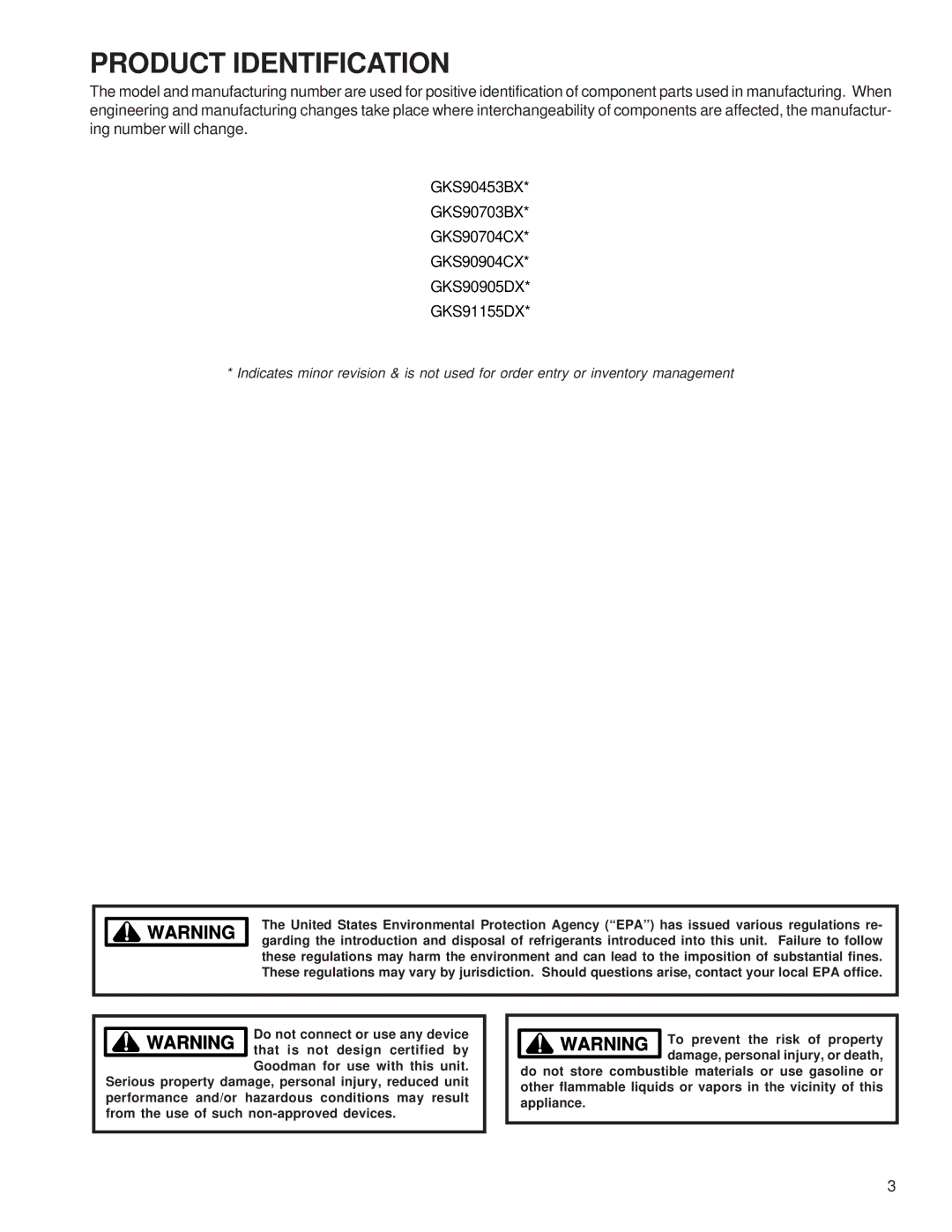 Goodman Mfg GKS9 service manual Do not connect or use any device 