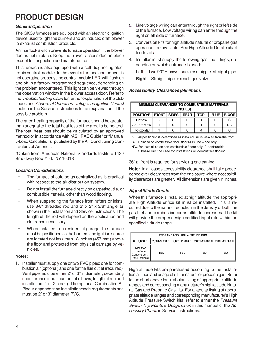 Goodman Mfg GKS9 service manual Product Design, General Operation 