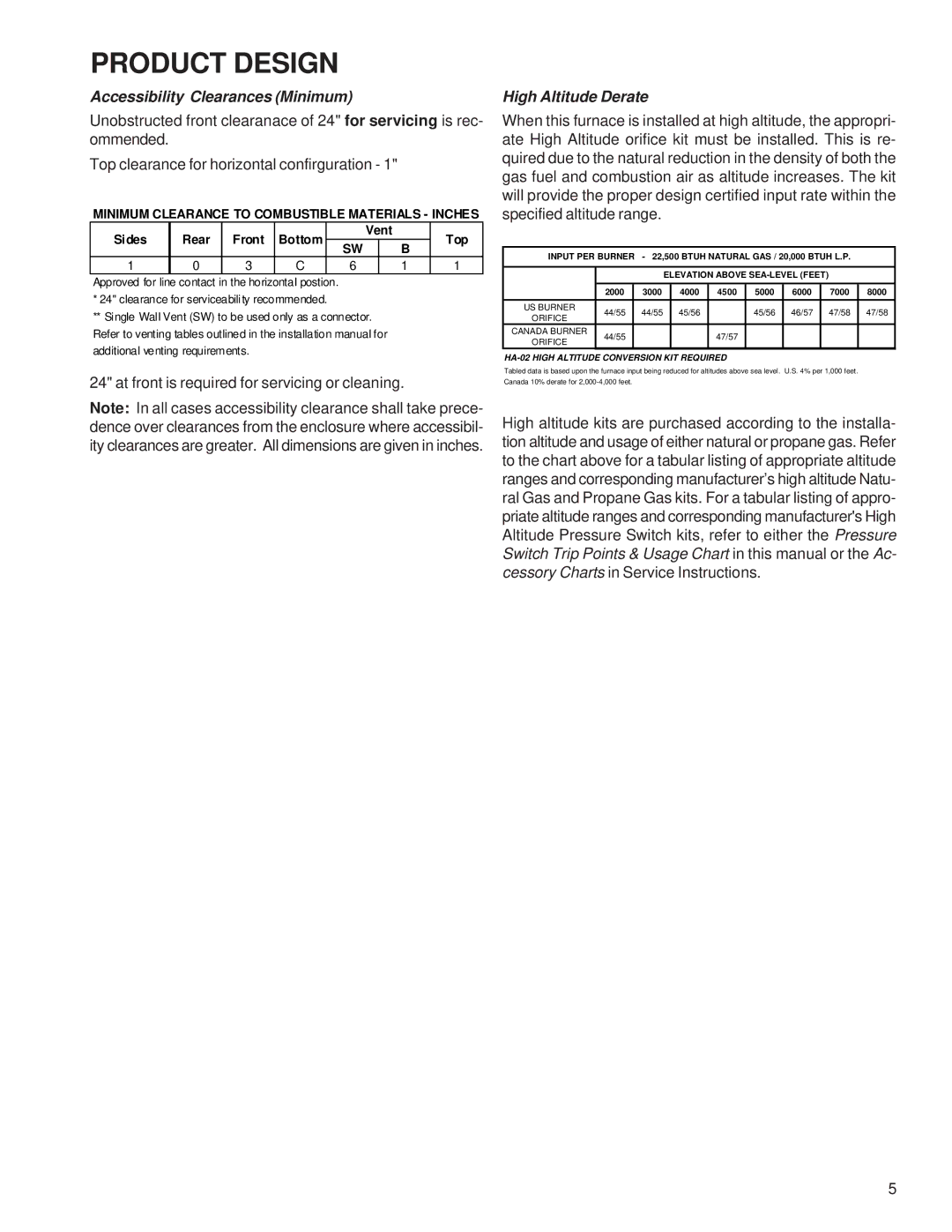 Goodman Mfg GME8 service manual Accessibility Clearances Minimum 