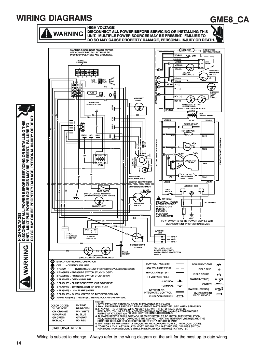 Goodman Mfg service manual Wiring Diagrams, GME8 CA 