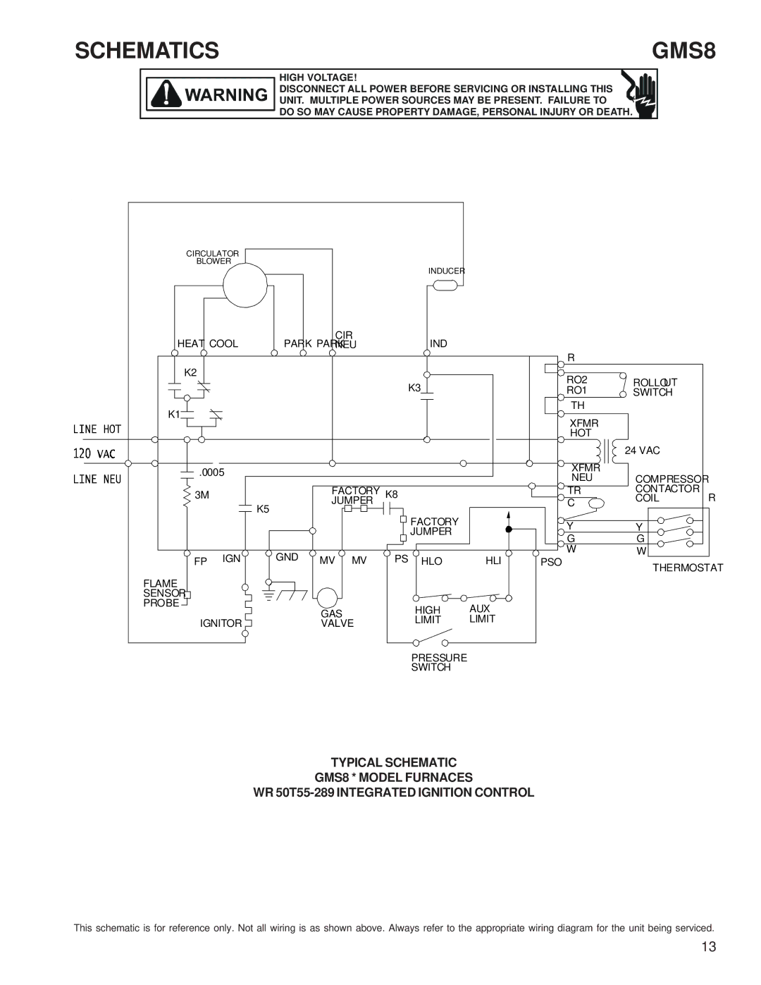 Goodman Mfg GMS8 33-3/8 GAS FURNACE UNITS, RT6621031r2 service manual Schematics GMS8 