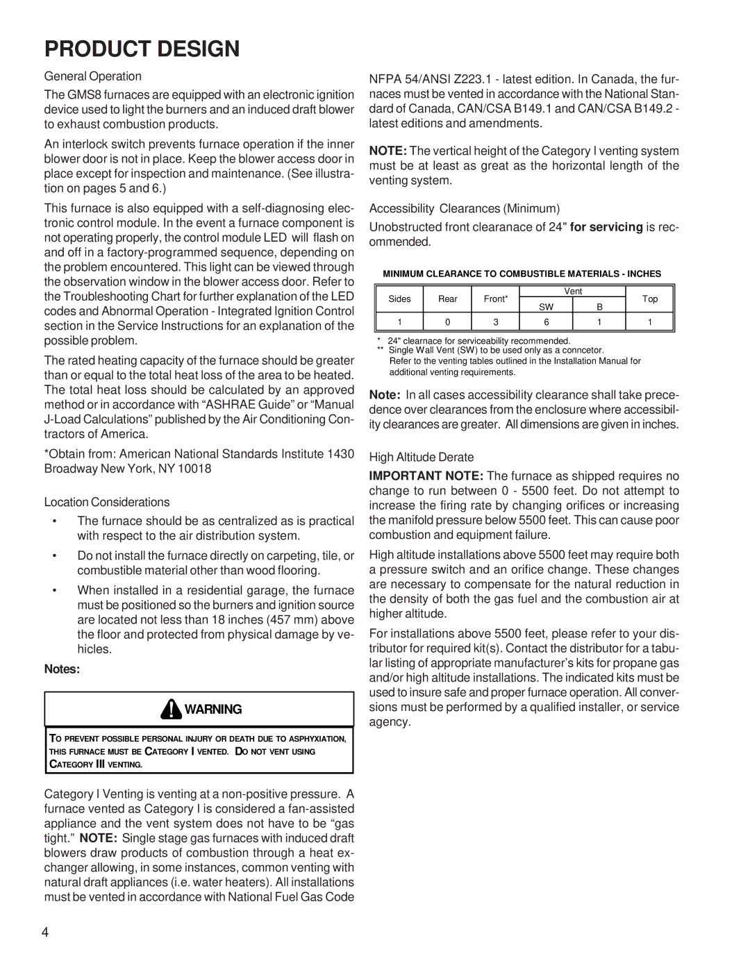 Goodman Mfg RT6621031r2, GMS8 33-3/8 GAS FURNACE UNITS service manual Product Design, General Operation 