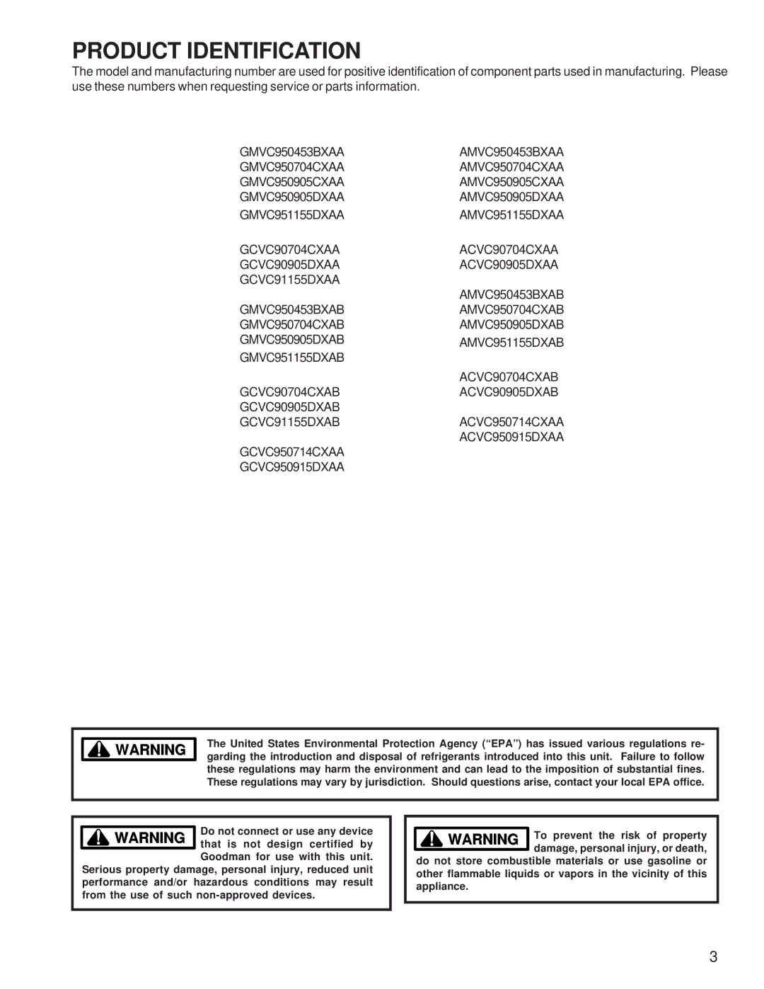 Goodman Mfg GCVC9/GMVC95, ACVC9/AMVC95, Goodman 90%-95% Gas Furnace Units service manual Do not connect or use any device 