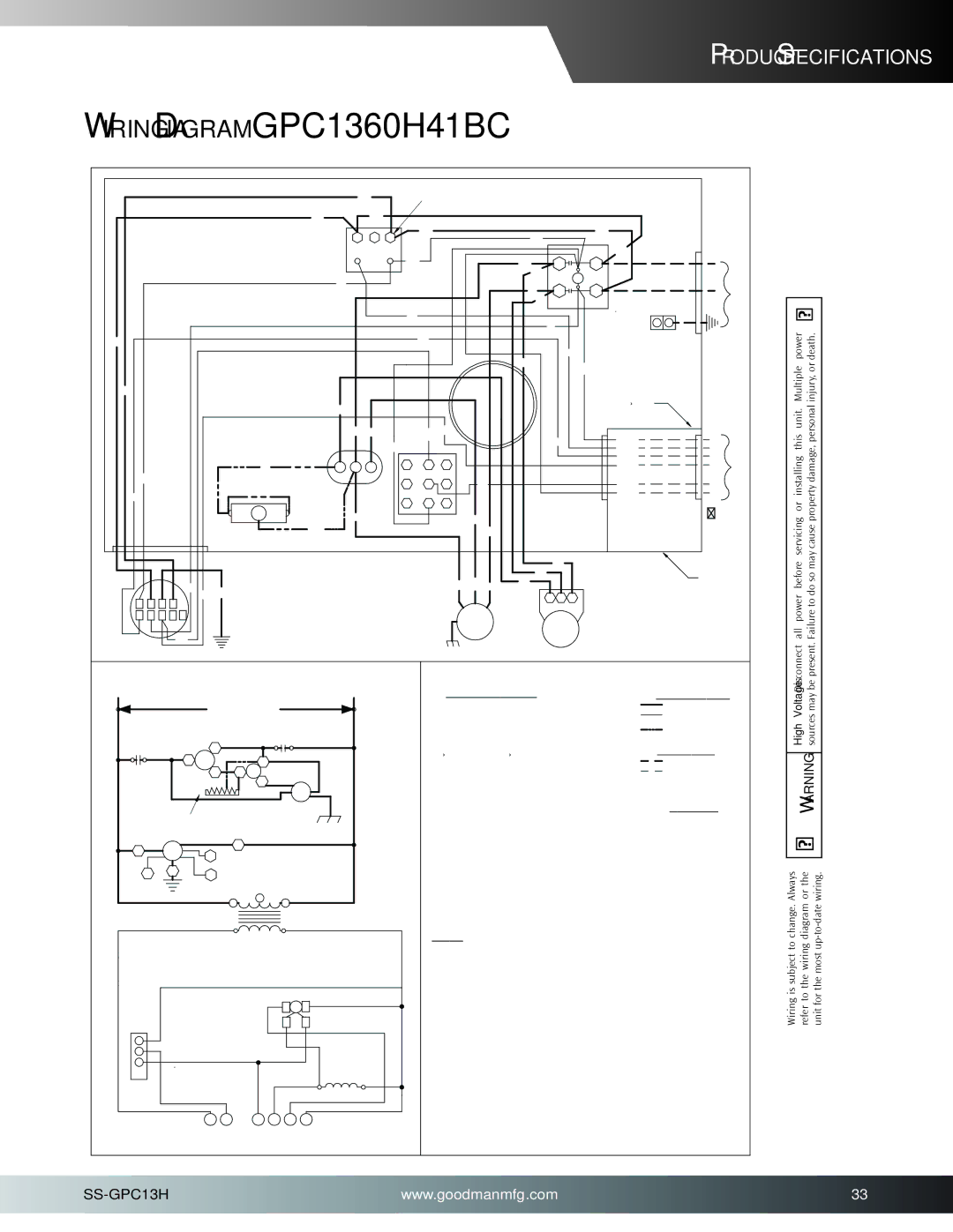 Goodman Mfg GPC13H warranty Wiring Diagram GPC1360H41BC 