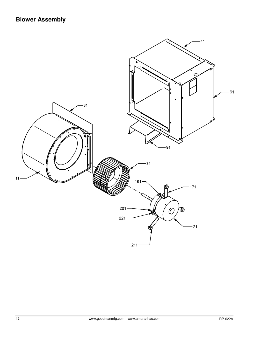 Goodman Mfg GPC1424H41AB manual Blower Assembly 