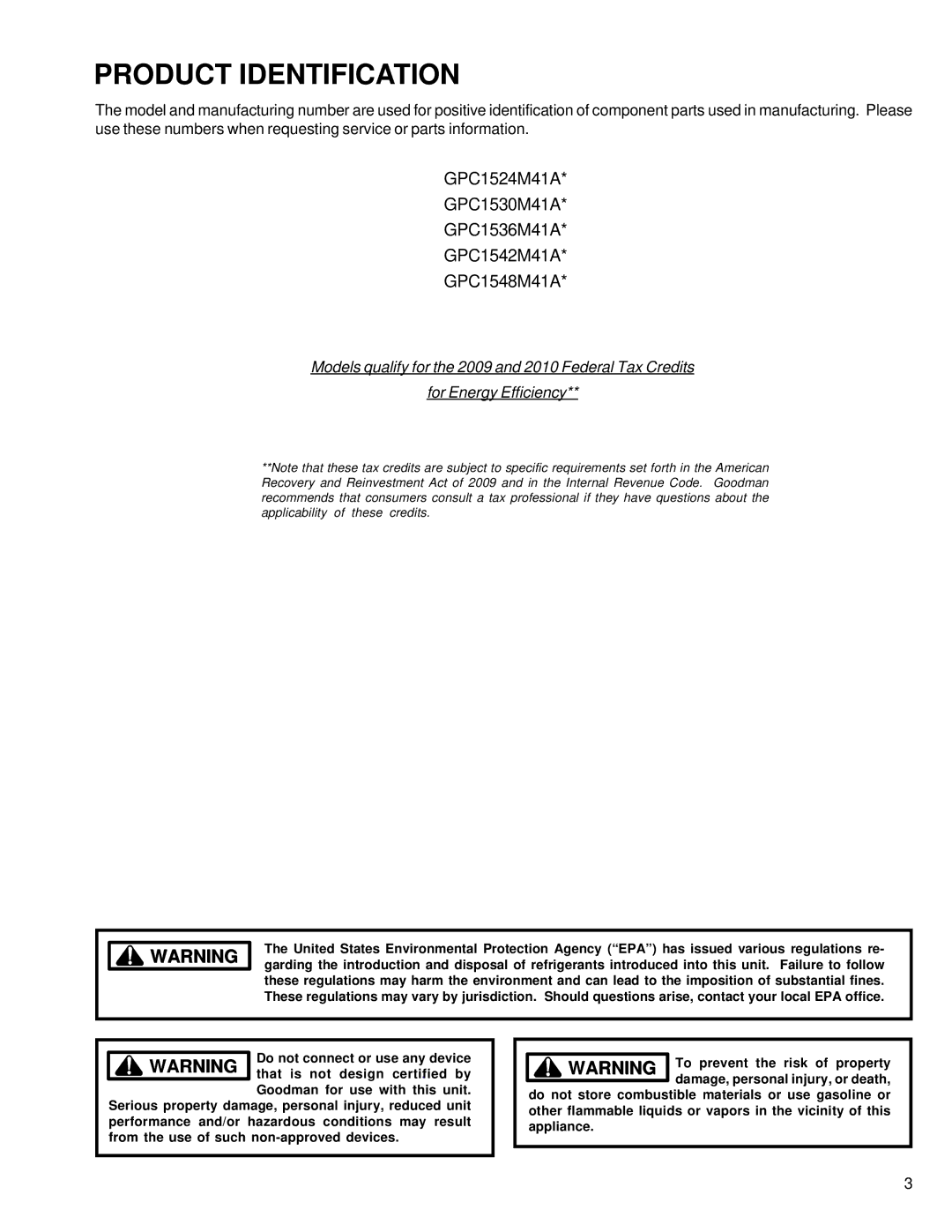 Goodman Mfg GPC15 SEER service manual GPC1524M41A GPC1530M41A GPC1536M41A GPC1542M41A GPC1548M41A 