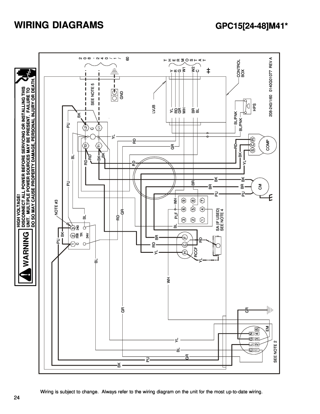 Goodman Mfg GPC15 SEER service manual GPC1524-48M41, Wiring Diagrams 