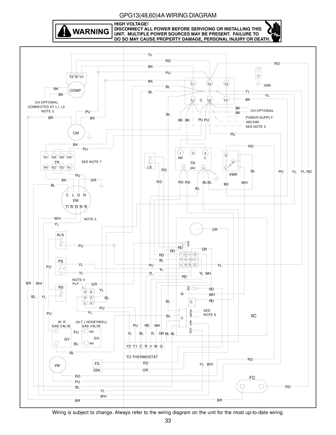 Goodman Mfg installation manual GPG1348,604A Wiring Diagram 