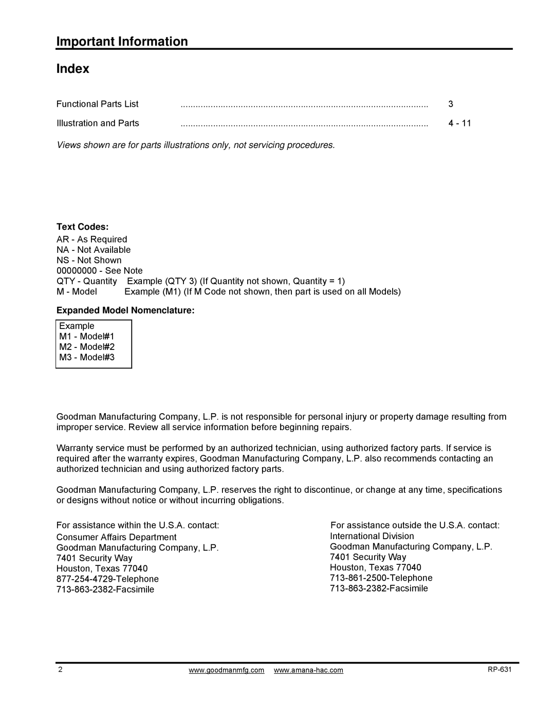 Goodman Mfg GPH1424H41AB, GPH1442H41AB, GPH1436H41AB manual Text Codes, Expanded Model Nomenclature, International Division 