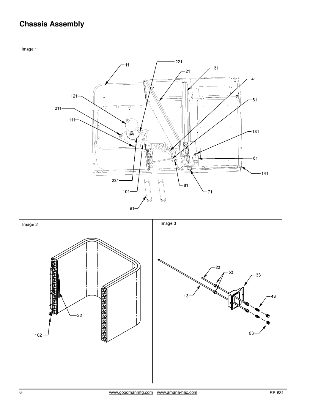 Goodman Mfg GPH1442H41AB, GPH1436H41AB, GPH1424H41AB, GPH1448H41AB, GPH1430H41AB, GPH1460H41AB manual Chassis Assembly 