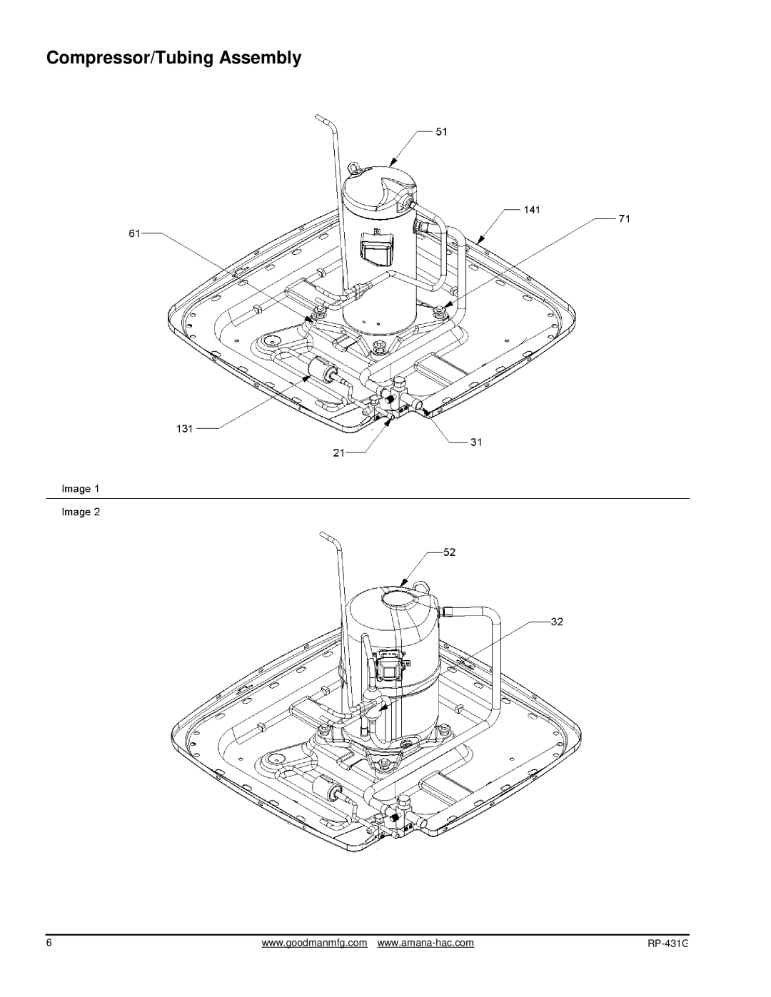 Goodman Mfg GSC13 manual Compressor/Tubing Assembly 