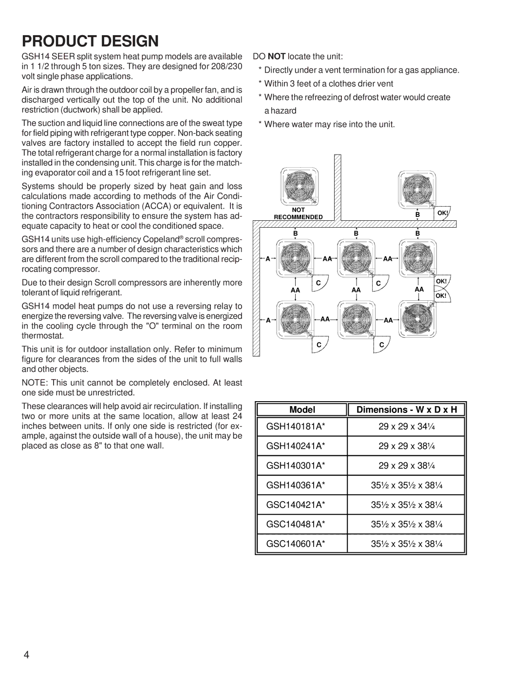 Goodman Mfg RT6213004, GSH140301A, GSH140241A, GSH140181A, GSH140361A, GSC140481A, GSC140421A, GSH 14 SEER Product Design, Aa Aa 