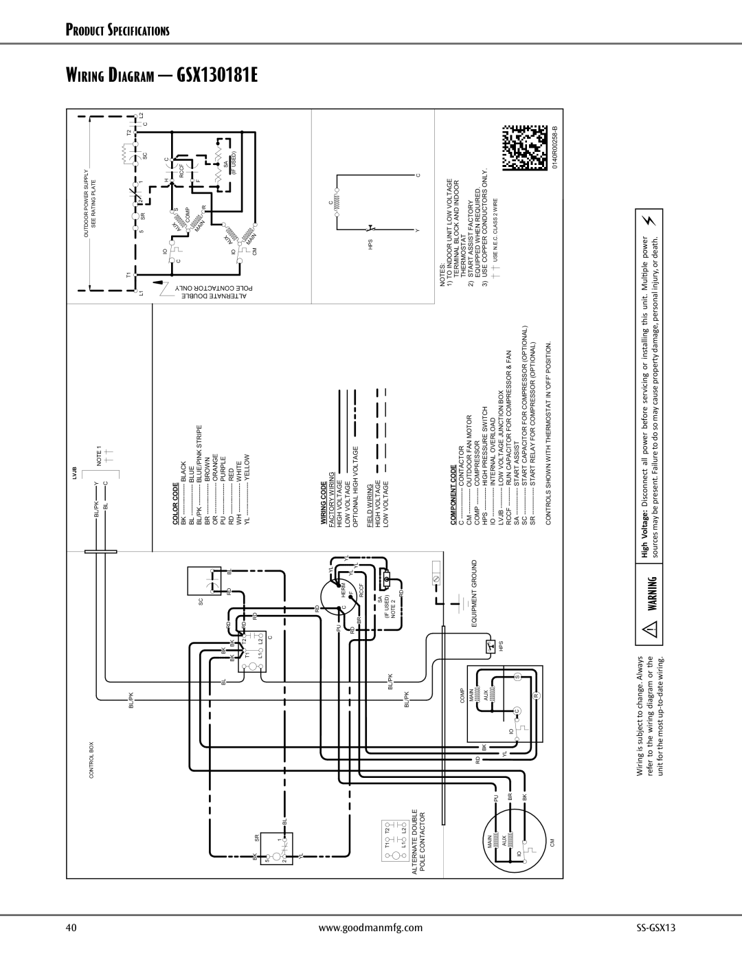 Goodman Mfg GSX130481B, GSX130241D, GSX130301B, GSX130421B, GSX130601B, GSX130611A, GSX130361E, GSX130361C warranty GSX130181E 